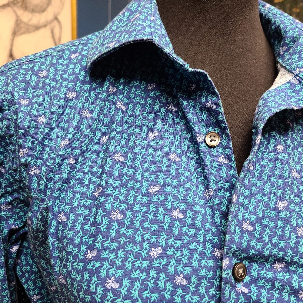 Apt 9 Premier Flex Pineapple Print Button Shirt Size M - Picture 2 of 4
